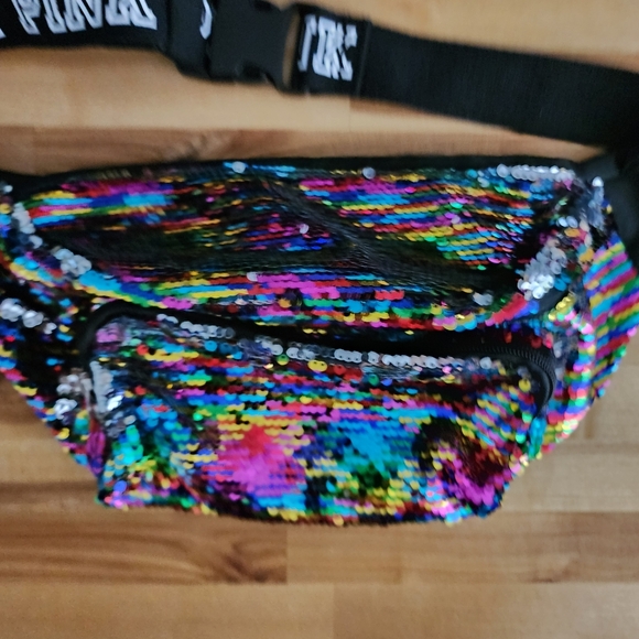 Pink Victorias Secret Fanny Pack Adjustable Sequins Colorful - Picture 4 of 13